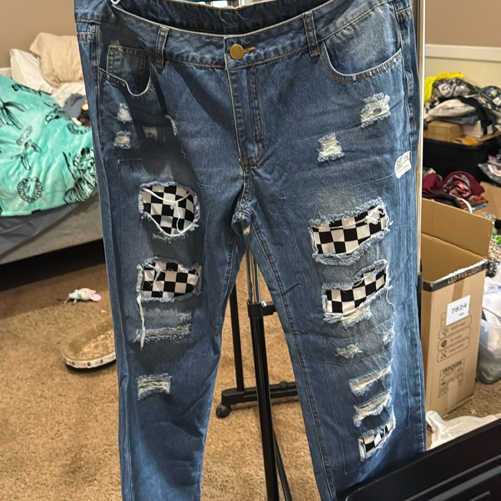Brand new women’s size XL checkered black/white super wide leg